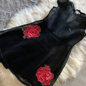 SCUBA MESH FLORAL EMBROIDERED DRESS